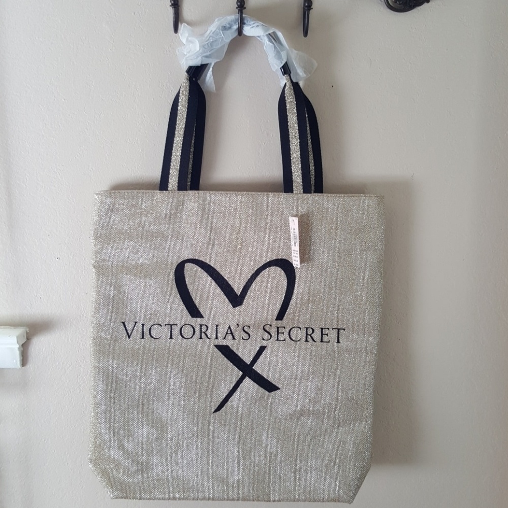 NEW Victoria's Secret gold canvas tote